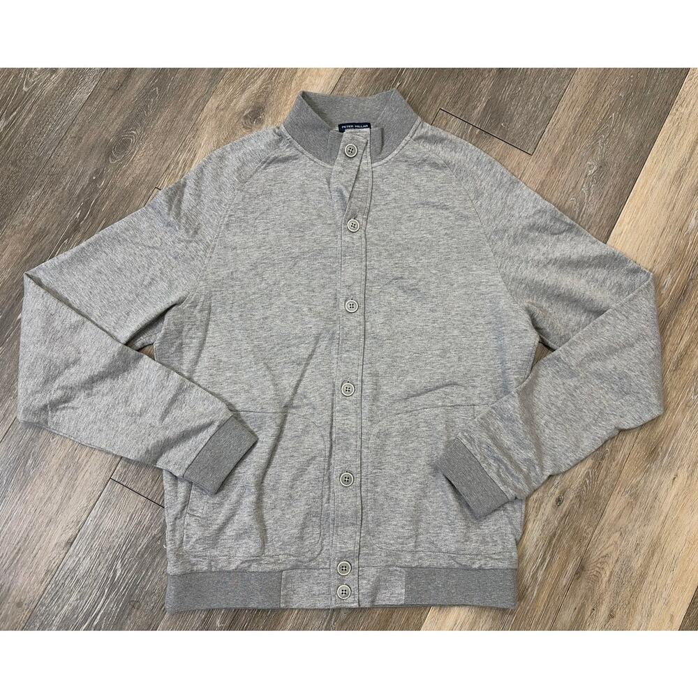 Peter Millar Baldwin Knit Cardigan Jacket Gray Button Front Men's M